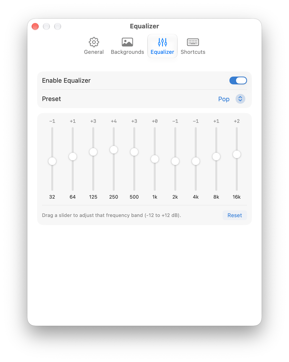 Equalizer Settings